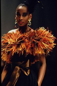 Yves Saint Laurent Runway, Saint Laurent Runway, Black Feathers, Yellow And Black