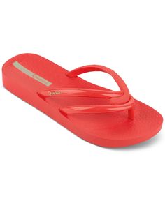 in stock Summer Beach Sandals With Red Sole, Red Open Toe Flip Flops For Spring, Red Trendy Open Toe Flip Flops, Trendy Red Open Toe Flip Flops, Trendy Red Flat Flip Flops, Chic Beach Sandals With Red Sole, Red Synthetic Flip Flops For Summer, Chic Red Beach Sandals, Red Flip Flops For Summer Vacation