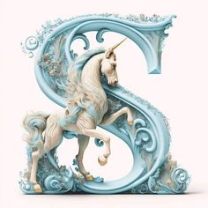 the letter s is made up of an image of a unicorn on top of it