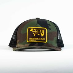 Our Standard trucker hat features a Carter Country printed patch on a standard trucker fit with mesh back panels and a plastic snap closure. Made in the USA Trucker Style Snapback Hat With Logo Patch, Adjustable Trucker Hat With Logo Patch, Trucker Hat With Embroidered Patch For Streetwear, Trucker Hat With Patches For Streetwear, Trucker Snapback Hat With Embroidered Patch, Trucker Hat With Logo Patch And Curved Bill, Trucker Snapback Hat With Logo Patch, Streetwear Trucker Hat With Patches, Patched 5-panel Trucker Hat