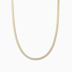 Our Horizon Necklace adds extra style points to every outfit. Let this stunning unisex herringbone chain do all the talking or pair it with a longer pendant necklace to share the spotlight. This timeless chain necklace layers with all your other Uncommon James necklaces — gold and silver alike. Gold Plated Snake Chain Necklace For Everyday, Everyday Gold Plated Snake Chain Necklace, Everyday Gold Plated Herringbone Necklace, Layering Snake Chain Necklace, Dainty Snake Chain Necklace For Layering, Dainty Gold Snake Chain Necklace, Everyday Gold Snake Chain Necklace, Classic Gold Snake Chain Necklace, Trendy Herringbone Necklace With Snake Chain