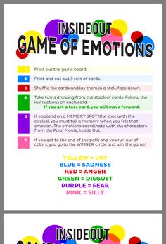 the inside out game of emotions info sheet