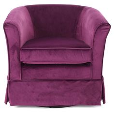 a purple chair with a large skirt on it's back and footrests