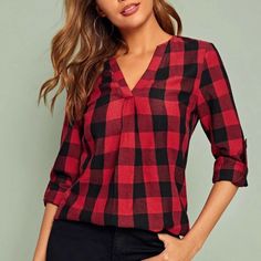 Reposhing This Item I Purchased From @Theposhbossbabe. Loved It, But Ready To Rotate For Something New. Questions? Leave A Comment Below! Gingham Top, Gingham Tops, Plaid Blouse, Floral Print Tops, Shein Tops, Plaid Print, Trendy Fashion Women, Casual Blouse, Buffalo Plaid