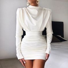 Item+Type:Dress Material:+Polyester Color:+White Size:+S,M,L,XL Makeup Tip, Mode Tips, Gaun Fashion, Chique Outfits, 20's Dress, Looks Chic, Slim Dresses, Classy Dress, Modest Dresses