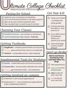 the ultimate college checklist for students to use on their own school's website