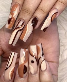 Neutral Nail Ideas, Brown Acrylic Nails, Neutral Nail, Bling Acrylic Nails, Neutral Nails, Girls Nails, Square Acrylic Nails, Luxury Nails, Dream Nails