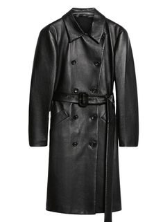 The Sportmax trench coat presents a sleek double-breasted silhouette, featuring a regular collar and a waist belt. Two functional side pockets add practicality, making it suitable for both daytime and evening occasions. A standout addition to any wardrobe.

- Midi length  
- Material: Leather  
- Buttoned closure Black Trench Coat, Leather Trench, Designer Products, Trench Coat Black, Leather Trench Coat, Jeans Jumpsuit, Short Shirts, Shirt Skirt, Lace Boots