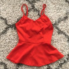 Nwot Neblina Peplum Bow Tank - Never Worn Just Washed With Tag Taken Off - Super Cute Bright Orange - Photos Come Out A Bit More Red, It’s Not So Neon In Person Haha - Spaghetti Straps And V Neckline - Sexy Open Back With Bow Detail - Diamond Textured Pattern - Brand- Neblina Will Ship Next Day! Red Fitted Peplum Top, Fitted Red Peplum Top, Summer Party V-neck Peplum Top, Fitted Peplum Top For Party, Fitted Casual Peplum Top For Party, Red Peplum Tops For Summer, Fitted Peplum Tank Top For Spring, Red Peplum Tops For Spring, Orange Photos