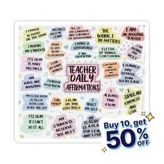 the teacher's daily affirmations sticker is on sale for $ 50