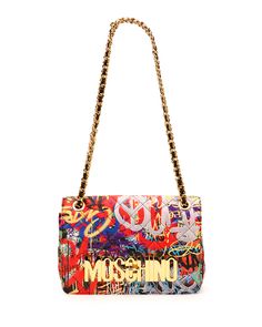 Moschino Graffiti-Print Quilted Shoulder Bag Painted Handbag, Moschino Bag, Moschino Bags, Quilted Shoulder Bag, Jeremy Scott, Cute Purses, Backpack Purse, Beautiful Bags, Handbag Backpack