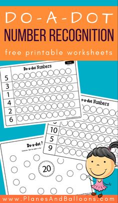 the printable do - a - dot number recognition worksheet for kids to practice numbers