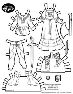 the paper doll is ready to be cut out and put on it's own clothes