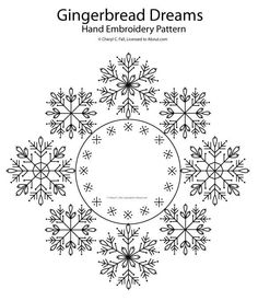 the gingerbread dreams snowflake pattern is shown in black on a white background