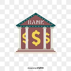 a bank building with dollar signs on the front and side, transparent background png