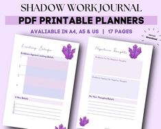 Shadow Work Journal PDF Printable Planners - Shop on Etsy Digital Gratitude Journal, Shadow Work Journal, Morning Gratitude, Journal Digital, Success Affirmations