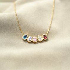 Customizable with each child's birthstone, show your love and your pride of being a mother with this beautiful and meaningful Teardrop Birthstone Necklace. In those tears, an inexplicable connection is found and a bond forged forever. They are tears of pure joy. Luxury Birthstone Jewelry For Proposal, Mom Necklace Personalized, Being A Mother, Heart Flutter, Mother Jewelry, Personalized Gifts For Mom, Necklace Craft, Mom And Grandma, Tears Of Joy