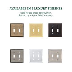 various types of light switch covers in different colors and sizes, with the text available in 6