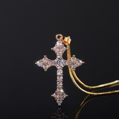 Luxury Silver Chain Cross Pendant, Luxury Spiritual Cross Pendant Jewelry, Luxury Crucifix Jewelry With Diamond Accents, Luxury Elegant Cross Necklace, Luxury Ornate Cross Pendant Necklace, Christian Cross Necklace, Cross Necklace For Women, Religious Cross, Fashion White