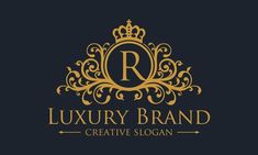 the logo for luxury brand, creatively designed and made in gold on black background