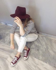 Maroon Converse, Spring Summer Outfits, Floppy Hat, Summer Outfits, Spring Summer, Hats