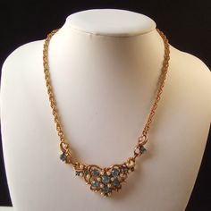 Listing Is For A Vintage Necklace In Excellent Condition. No Tarnish. All Stones Intact. Check Out Photos And Video. Length Is 16 Inches. Also, Please Check My Closet For More Vintage Items, Sorrelli, And Necklace Sets I Have Designed With High Quality Crystals. Let Me Know If You Have Any Questions. Thank You. Vintage Blue Jeweled Necklaces, Turquoise Bar Necklace, Pumpkin Necklace, Flower Statement Necklace, Mesh Necklace, Crystal Choker Necklace, Crystal Heart Pendant, Blue Topaz Necklace, Crystal Choker