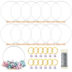 PRICES MAY VARY. 12 PCS Set: The package comes with 12-pack metal hoops for crafts, 12 pcs of wooden card stand, 12 pcs LED fairy lights 1 pack of double side tape, and 38 yards of paddle wire. Great combo for making any amazing metal floral hoop centerpiece. Strong and Smooth Metal Rings: MJRASG macrame rings are made of high-quality, wear-resistant metal, which is smooth and won't fade. The smooth surface will not hurt your fingers. The floral hoop surface is also glazed to prevent oxidation a Christmas Wreaths Gold, Making Centerpieces, Floral Hoop Wreath, Diy Centerpiece, Macrame Rings, Centerpiece Table, Macrame Plant Holder, Wooden Cards, Led Fairy Lights