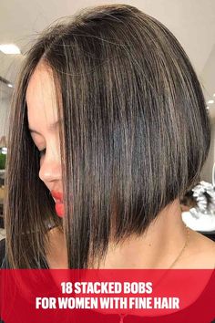 Straight Stacked Bob on Fine Hair Inverted Bob Fine Hair, Stacked Angled Bob Haircut For Fine Hair, Angled Bob Haircuts For Fine Hair, Fine Flat Hair Haircuts Short, Shirt Bob Haircut, Inverted Bob Hairstyles For Fine Hair, Short Stacked Bob Haircut Fine Hair, Stacked Bob Haircut For Fine Hair, Fine Flat Hair Haircuts