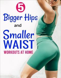 a woman in green shorts is doing exercises with her hands behind her head and the words, 5 bigger tips and smaller waist workouts at home