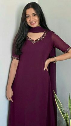 Georgette Kurti Neck Design, Georgette Chudidar Designs, Anarkali Kurti Designs Latest Party Wear, A Line Georgette Kurti Designs, Latest Salwar Suit Designs 2024, Chudithar Hand Designs, Churidhar Designs Latest, Neck Line Design For Kurti, A Line Kurti Designs Latest