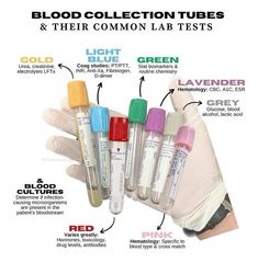 the blood collection tubes and their common lab test's are labeled in different colors