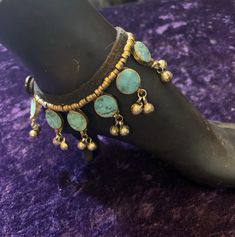 Handmade Afghan Anklet with Torquoise and metal on cloth. Has button clasp. Handmade Metal Anklets For Festival, Adjustable Metal Anklets For Festivals, Handmade Bohemian Metal Anklets, Anklet Jewelry, Body Jewellery, Body Jewelry, Anklets, Favorite Jewelry, Bathing Beauties