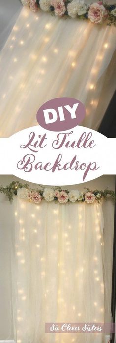 a white curtain with flowers on it and the words diy sit still back drop