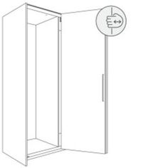 an outline drawing of a corner shower stall