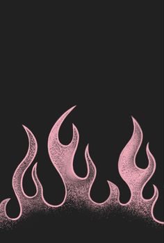 three pink flames on a black background