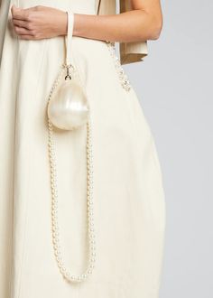 Simone Rocha Pearl Egg Acrylic Wristlet Bag - Bergdorf Goodman Pearl Clutch Bag, Blue Bridal Earrings, Statement Purse, Purse Trends, Bride Bag, Hand Bags For Women, Wedding Handbag, Bridal Purse, Bridal Bag