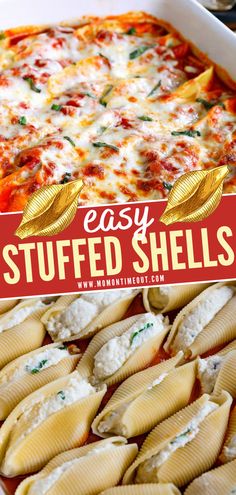 an easy stuffed shells recipe in a casserole dish