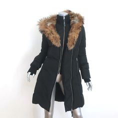 Mackage Trish Lavish Fur Hood Down Coat Black Size Small Pre-Loved. Good Condition. No Major Flaws, A Few White Smudges May Come Out With Cleaning. 2 Tiny Holes In Top Layer Of Fabric On Upper Right Sleeve. Bust 37" Waist 33" Hip 40" Total Length 35.5" Fitted Winter Parka With Faux Fur Trim, Fitted Hooded Parka With Faux Fur Trim, Fitted Parka With Faux Fur Trim For Cold Weather, Fitted Winter Outerwear With Detachable Hood, Fitted Parka For Fall Cold Weather, Fitted Parka For Cold Weather In Fall, Luxury Black Parka For Winter, Luxury Black Winter Parka, Fitted Hooded Outerwear With Faux Fur Trim