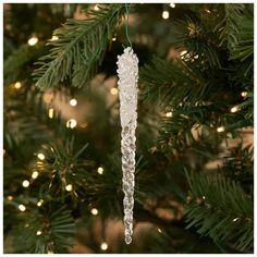 an ornament hanging from a christmas tree