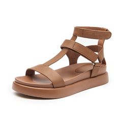 Characterized with the T-bar strap and hardware detail, these gladiator sandals made from genuine leather keep you walking in total comfort and lightness. The tonal silhouette makes it get into the sleek aesthetic. Upper: 100% Calfskin Lining: 100% Pigskin Insole: PU+ Microfiber Leather Outsole: 100% EVA Foam Heel Height: 2.2 cm Weight: 1kg Sandal Kulit, Gladiator Sandals Women, Womens Gladiator Sandals, Cross Training Shoes, Genuine Leather Shoes, High Quality Shoes, Pig Skin, Brown Sandals, Handmade Shoes