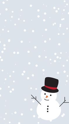 a snowman with a top hat and cane standing in front of a snowy background