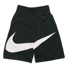 Nike swoosh LOGO Printing Basketball Athleisure Casual Sports Shorts Black BV9385-011 (Men's) Casual Black Bottoms With Logo, Sporty Logo Print Short Bottoms, Sports Shorts With Logo Print, Sports Bottoms With Logo Print And Short Shape, Sports Logo Print Shorts, Sporty White Bottoms With Logo Print, Sporty Streetwear Shorts With Logo Print, White Sports Bottoms With Logo Print, White Athleisure Bottoms With Logo Print