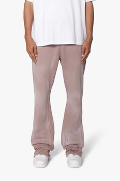 Faded Bootcut Sweatpants - Washed Mauve Faded Cotton Bottoms For Fall, Faded Straight Hem Bottoms For Fall, Faded Bottoms With Straight Hem For Fall, Fall Bottoms With Straight Hem In Faded Color, Washed Straight Leg Loungewear Pants, Faded Relaxed Fit Full Length Bottoms, Faded Full-length Relaxed Fit Bottoms, Straight Leg Washed Pants For Loungewear, Faded Full-length Bottoms With Relaxed Fit