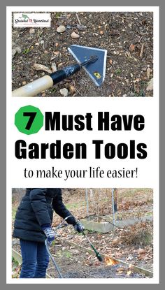 a woman is using gardening tools to make her garden easier