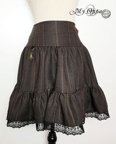 Creations My Oppa 2022 skirt length: mid-length zipper on the side Colors: brown/black (without underskirt)  length from the top of the belt: 49cm available in: Size 36/38/ Your purchase will be shipped by registered Colissimo with insurance. if you have any questions about the size do not hesitate to contact me before buying For countries outside the European Union, additional tax (or customs)  costs may be requested depending on your country. 2022 Skirt, Steampunk Skirt, Womens Skirts, Mid Length Skirts, Green Wool, New Wardrobe, Skirt Length, Long Skirt, Mid Length