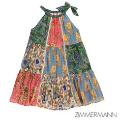 The Junie Halter Dress In Spliced From Our Resort Swim 2024 Collection. There's Nothing Like The Junie Dress To See Them Through Summer. A Patchwork Amalgamation Of Zimmermann Kids' Best-Loved Patterns And Fabrics, This Bohemian Iteration Of The Junie Dress Is An Assured Summer Statement For A Fashion- Loving Youngster. A Slip-On Fit And Comfortable Halter Neck Help To Confirm Its Readiness For A Hot Vacation, While Lace Trims Nod To The Label's Love For The Mediterranean. A Kids Cotton Dress Fe Kids Cotton Dress, Designer Dresses For Kids, Garment Care Labels, Floral Cotton Dress, Girls Party Dress, Woven Dress, Crochet Trim, Cover Up Dress, Tie Dress