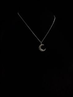 Silver Moon Necklace: stainless steel moon pendant on stainless steel chain, customized to your desired length Moon Pendant Necklace Silver, Silver Moon Charm Necklace With Adjustable Chain, Silver Moon Shaped Stainless Steel Necklace, Silver Stainless Steel Moon Necklace, Crescent Stainless Steel Necklace For Gifts, Silver Moon Phase Charm Necklace, Silver Charm Necklace With Moon Phase Round Pendant, Silver Metal Moon Charm Necklaces, Silver Metal Moon Phase Charm Necklace