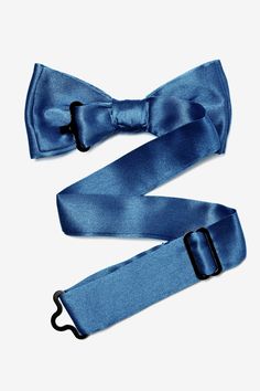 Start your boy off in style with this solid Navy Blue boys pretied bow tie. Made of 100% silk, this charming hand made bow tie features a lustrous satin shine and is pretied to guarantee a perfect bow tie knot with every wear. Whether it's for a wedding or other special occasion, you can be sure your guy will be walking in style. Imported. Dapper Adjustable Satin Bow Tie, Adjustable Satin Bow Tie In Dapper Style, Adjustable Satin Bow Tie For Parties, Blue Tie For Father's Day Party, Elegant Blue Adjustable Bow Tie, Formal Blue Bow Tie And Suit Accessories, Formal Blue Suit And Bow Tie Accessories, Blue Standard Bow Tie For Black Tie Events, Blue Bow Tie For Black Tie Events