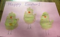 an easter card with three little chicks on it