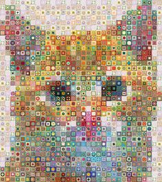 an animal made up of many different colored circles and squares, all in the same pattern